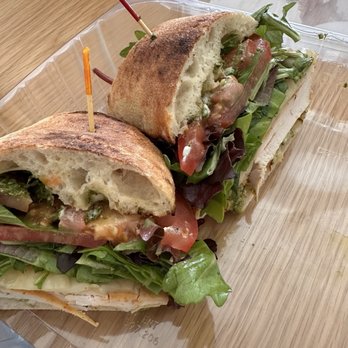 Jeannine's American Bakery Restaurant - Chicken pesto sandwich - Coffee & Tea Near Me - Goleta, California Jeannine's American Bakery Restaurant - Chicken pesto sandwich - Coffee & Tea Near Me - Goleta, California