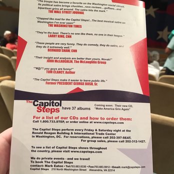 Capitol Steps - Back of Pamphlet - Performing Arts Near Me - Washington, DC, District of Columbia Capitol Steps - Back of Pamphlet - Performing Arts Near Me - Washington, DC, District of Columbia