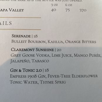 Limewood Bar & Restaurant - Menu for gin and tonic - New American Near Me - Berkeley, California