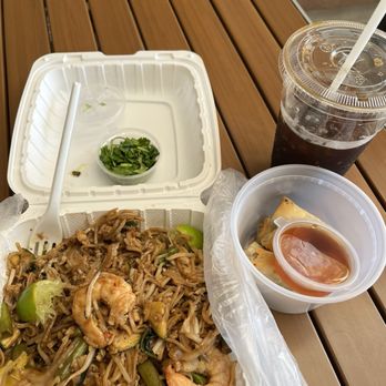 Thai Shack by Chef T - Shrimp Pad Thai with vegetable egg rolls - Acai Bowls Near Me - Honolulu, Hawaii Thai Shack by Chef T - Shrimp Pad Thai with vegetable egg rolls - Acai Bowls Near Me - Honolulu, Hawaii