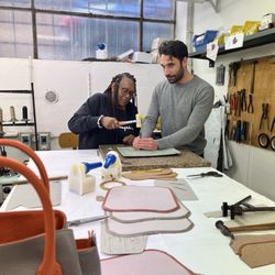 Del Giudice Roma - My Aunt making a leather key chain.