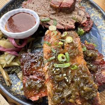 Electric Piggy BBQ - Brisket and ribs plate. - Barbeque Near Me - Markham, Ontario