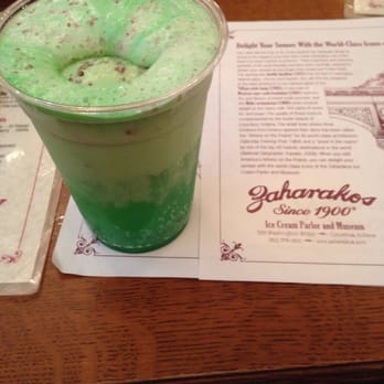 Zaharakos - Green lantern and mint choco chip old fashioned float - Ice Cream & Frozen Yogurt Near Me - Columbus, Indiana Zaharakos - Green lantern and mint choco chip old fashioned float - Ice Cream & Frozen Yogurt Near Me - Columbus, Indiana