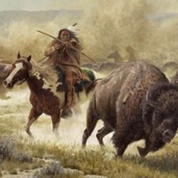 Powder River Art Gallery - Jason Tako's "Splitting the Herd" oil on canvas