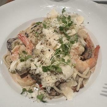 Aprile Restaurant - Mushroom pasta with shrimp - Italian Near Me - Doral, Florida