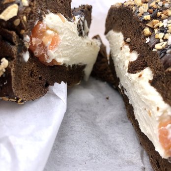 Bagel Pub - Pumpernickel everything bagel with lox cream cream cheese spread - Coffee & Tea Near Me - Brooklyn, New York Bagel Pub - Pumpernickel everything bagel with lox cream cream cheese spread - Coffee & Tea Near Me - Brooklyn, New York