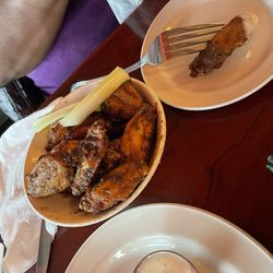 The Green House - The chicken wings app, Jamaican jerk style with blue cheese. SUPER good, excellent pairing with the cocktails we had