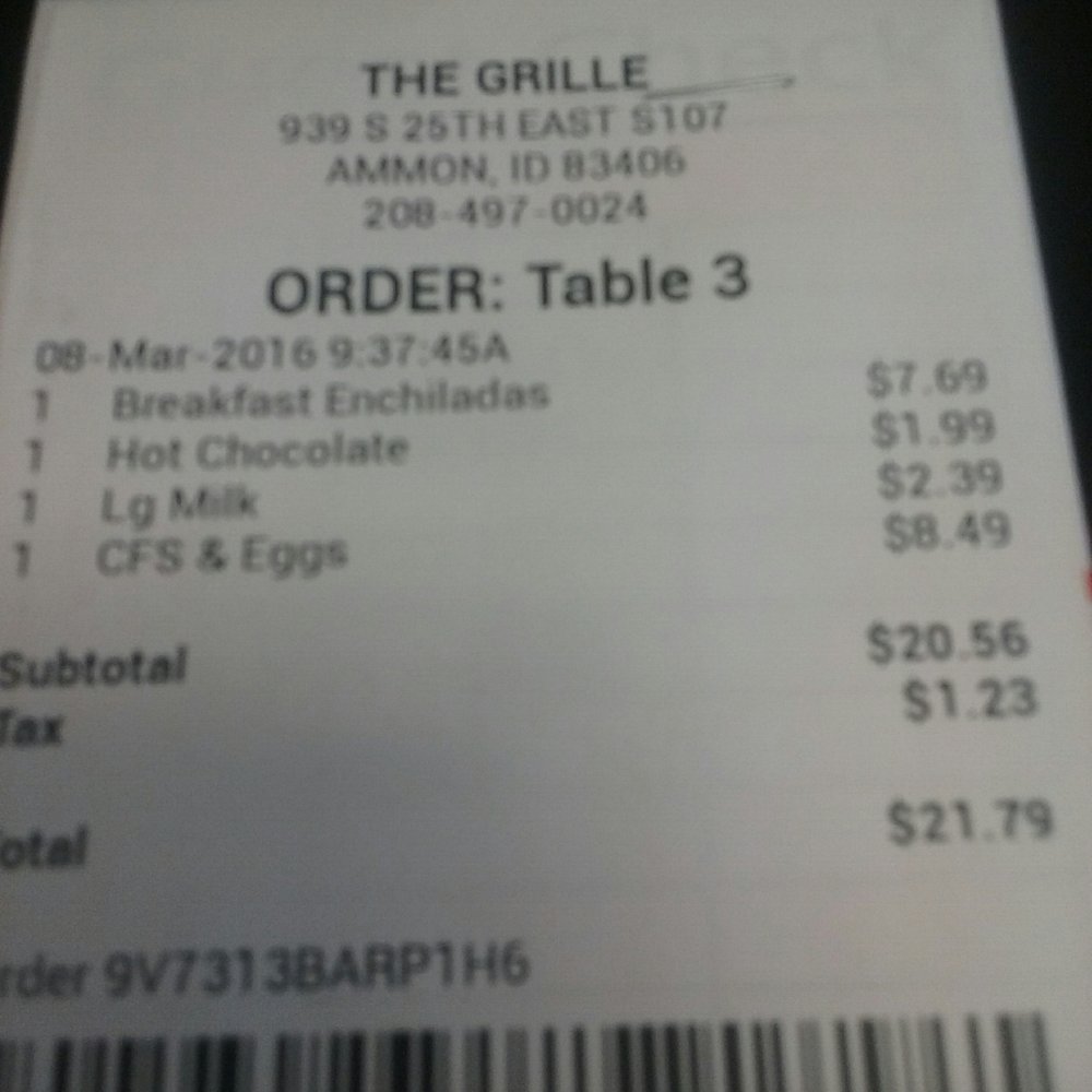 The Grille - Wow! Prices are great! Apparently I'm a cheap date! LOL - Breakfast & Brunch Near Me - Ammon, Idaho The Grille - Wow! Prices are great! Apparently I'm a cheap date! LOL - Breakfast & Brunch Near Me - Ammon, Idaho