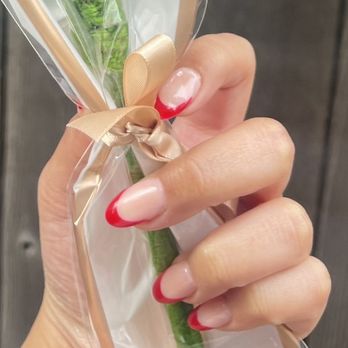 Peacock Nails - Red French Tip Acrylics - Nail Salons Near Me - Lemon Grove, California Peacock Nails - Red French Tip Acrylics - Nail Salons Near Me - Lemon Grove, California