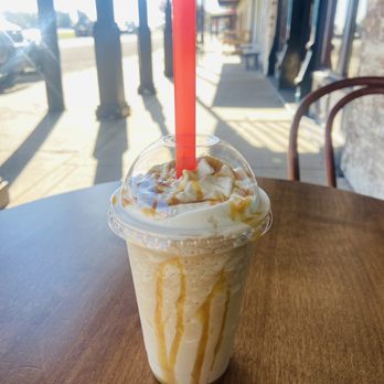 Sacred Grounds Coffee - Caramel Frap with an extra shot of espresso, whip and drizzle! - Coffee & Tea Near Me - Lone Oak, Texas