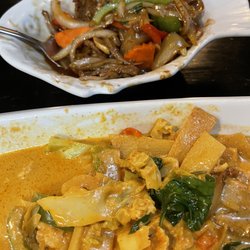 Friendly Thai Restaurant - Ginger beef and red Thai curry