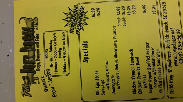 Menu photo 6 Joey Doggs Surfside Beach, SC