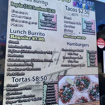 El Poblano - The menu, they also have specials as well! - Food Trucks Near Me - Parker, Colorado