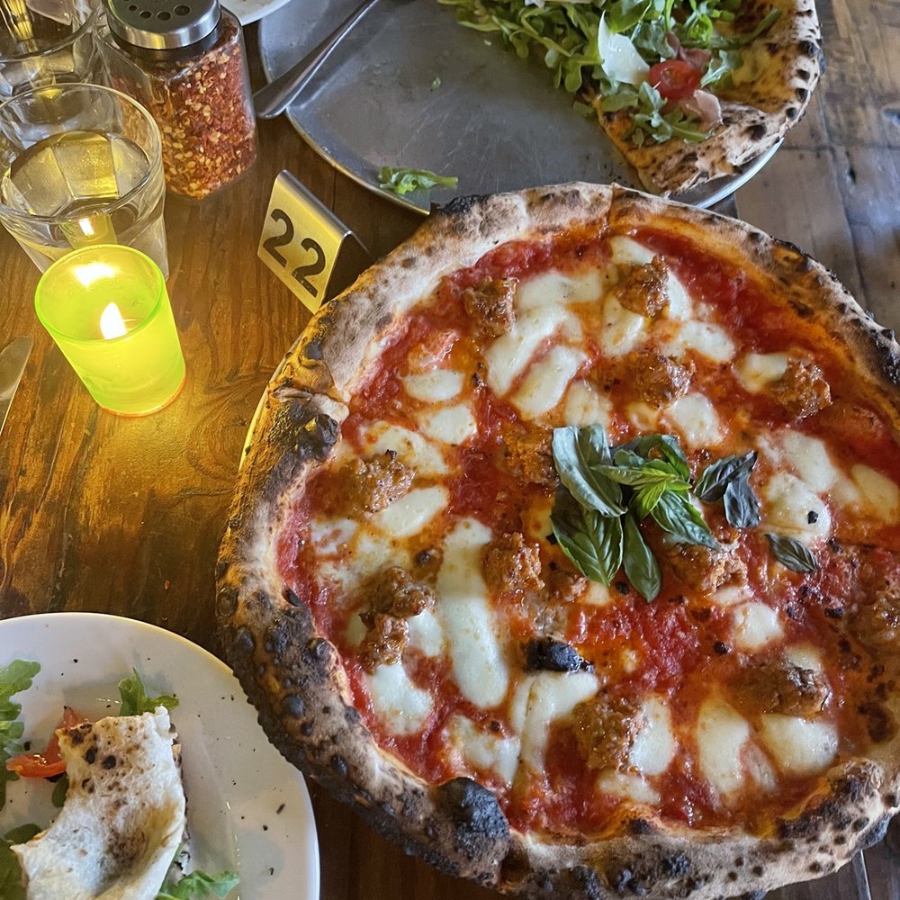 Hoek Pizza - Calabrese Sausage and Tomato Pizza - Bars Near Me - Brooklyn, New York Hoek Pizza - Calabrese Sausage and Tomato Pizza - Bars Near Me - Brooklyn, New York