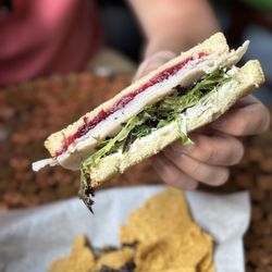 A Daily Dose - Turkey sandwich  with cranberry jam & corn chips