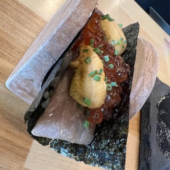 Sugo Hand Roll Bar - Uni ikura and wagyu special hand roll - Sushi Bars Near Me - Seattle, Washington Sugo Hand Roll Bar - Uni ikura and wagyu special hand roll - Sushi Bars Near Me - Seattle, Washington