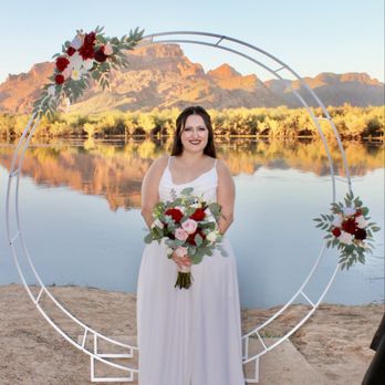 Merryrose Bridal - front view dress bustled at wedding - Bridal Near Me - Chandler, Arizona Merryrose Bridal - front view dress bustled at wedding - Bridal Near Me - Chandler, Arizona