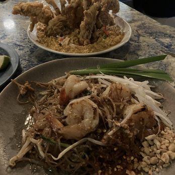 RYNN Thai Restaurant & Bar - Pad Thai $20 (front) and Pu Karee $32 (back) - Cocktail Bars Near Me - New York, New York