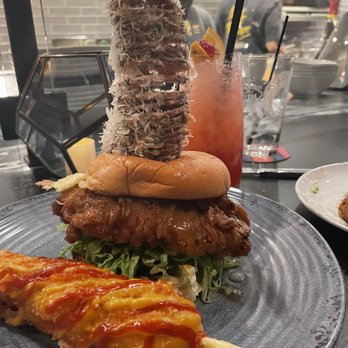 The Beast - Fried chicken sandwich, 1/2mozz Korean corn dog, red hydra rum runner - New American Near Me - Las Vegas, Nevada
