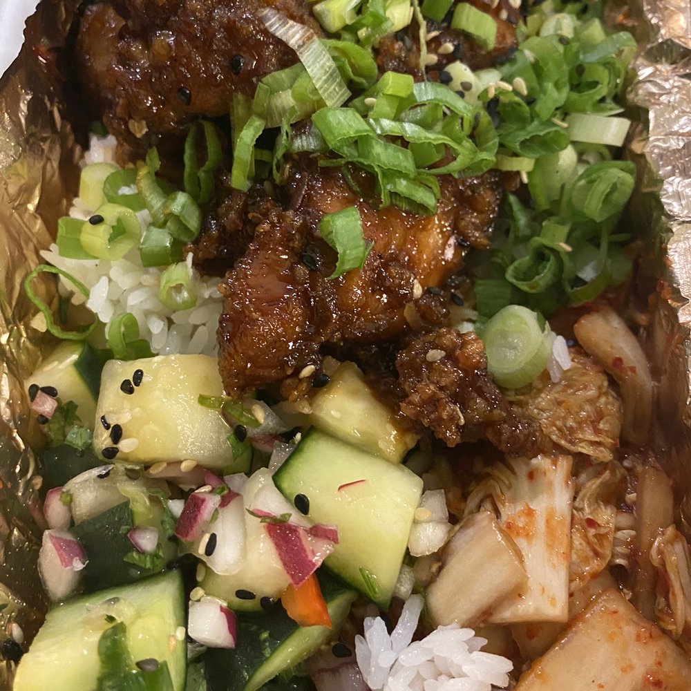 Spork - Spicy fried chicken. Half cucumber salad. Half kimchi. - Mexican Near Me - Bend, Oregon Spork - Spicy fried chicken. Half cucumber salad. Half kimchi. - Mexican Near Me - Bend, Oregon