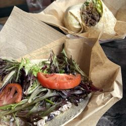 Misfits Ottawa - Chickpea wrap & burger wrap - sides of chips