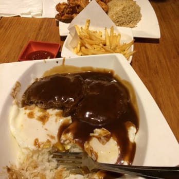 Itadakimasu - Loco moco, side of fries (with nori flakes), and mochiko chicken. HUGE PORTIONS! - Korean Near Me - Seattle, Washington