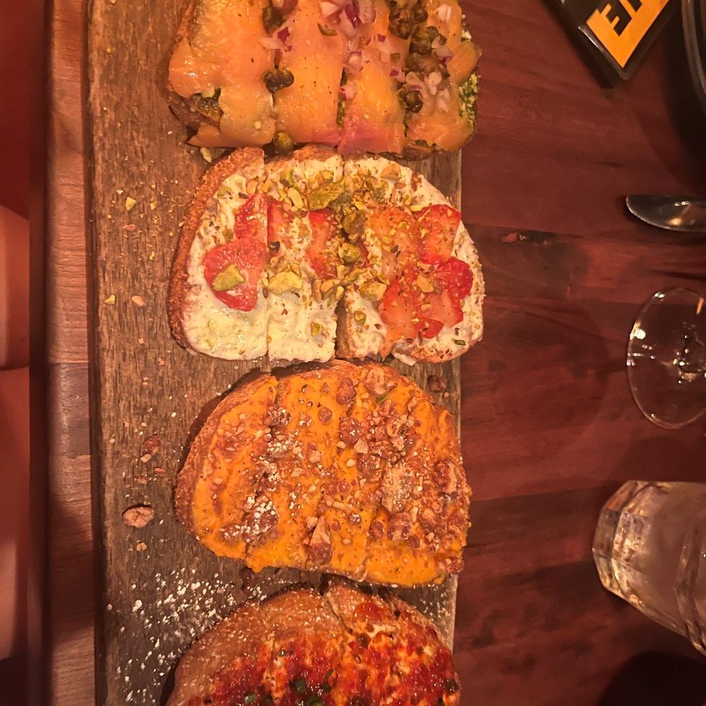 Postino Central - SMOKED SALMON, strawberry cheesecake, sweet potato pie, and sweet pepper jam BRUSCHETTA ( CHOOSE 4 ). Was soo good - Wine Bars Near Me - Phoenix, Arizona Postino Central - SMOKED SALMON, strawberry cheesecake, sweet potato pie, and sweet pepper jam BRUSCHETTA ( CHOOSE 4 ). Was soo good - Wine Bars Near Me - Phoenix, Arizona