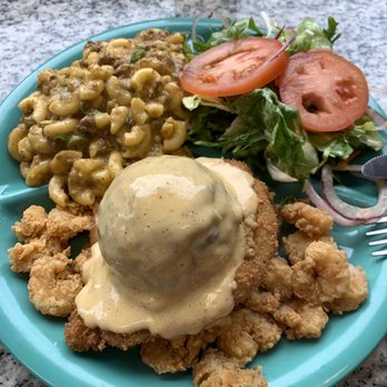 Crabby Jack's - Stuffed mirliton, salad and Mac n cheese mixed with meat from dirty rice - Cajun/Creole Near Me - New Orleans, Louisiana