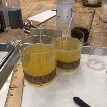 Candlefish - Making candles! Yes that is wine in the glass behind it! - Candle Stores Near Me - Charleston, South Carolina Candlefish - Making candles! Yes that is wine in the glass behind it! - Candle Stores Near Me - Charleston, South Carolina