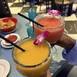 Mango margarita and Strawberry rhubarb margarita Mango margarita and Strawberry rhubarb margarita
