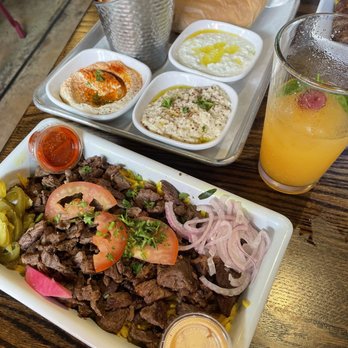 Mazra - Shawarma Plate and seasonal drink - Mediterranean Near Me - San Bruno, California Mazra - Shawarma Plate and seasonal drink - Mediterranean Near Me - San Bruno, California