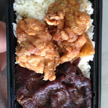 Sugoi - Mini Garlic chicken bento. The photo is up close so it looks like more food than it was. Sad face :( - Japanese Near Me - Honolulu, Hawaii Sugoi - Mini Garlic chicken bento. The photo is up close so it looks like more food than it was. Sad face :( - Japanese Near Me - Honolulu, Hawaii