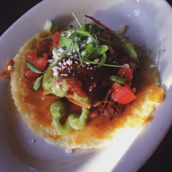 Preview for cinco de mayo specials! A "taco within a taco," with cheese, potato, meat, and avocado. So yummy!