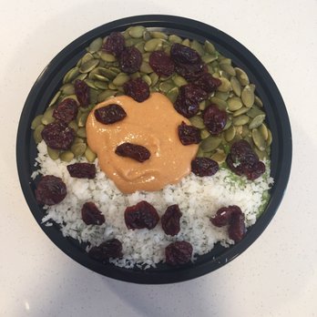 Wheeze The Juice - The Pokebowl (limited time): matcha coconut milk, pineapple, banana, dried cherries, pumpkin seeds, shredded coconut, homemade peanut butter - Juice Bars & Smoothies Near Me - Oklahoma City, Oklahoma