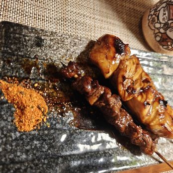 Issho - A chicken thigh and skirt steak skewer - Sushi Bars Near Me - Annandale, Virginia Issho - A chicken thigh and skirt steak skewer - Sushi Bars Near Me - Annandale, Virginia