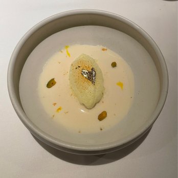 Indienne - Rasmali (meringue with creme anglaise) - Indian Near Me - Chicago, Illinois Indienne - Rasmali (meringue with creme anglaise) - Indian Near Me - Chicago, Illinois