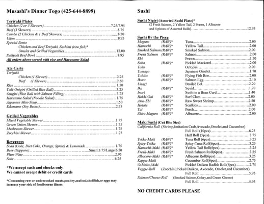 Menu photo 8 Musashi's Bellevue, WA