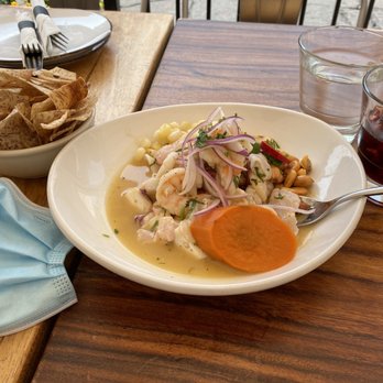 Limón - Ceviche Mixto with Taro Chips (+$3). Favorite dish of our meal!! Definitely coming back just for this. - Peruvian Near Me - Walnut Creek, California