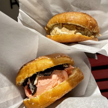 Novel Ice Cream - Dough Melts - strawberry ice cream with Oreos and bourbon toffee ice cream with waffle cone pieces. Delicious! - Desserts Near Me - Phoenix, Arizona