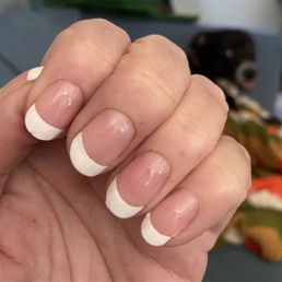 French tip old school on natural nails.