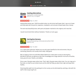 Wilson's Heritage - Two 5 star reviews
