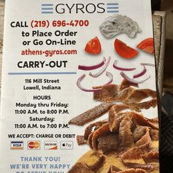Athens Gyros - Menu