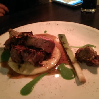 Spoon and Stable - Veal Tenderloin w/ ash grilled leeks, fried artichoke, polenta, olive jus - New American Near Me - Minneapolis, Minnesota Spoon and Stable - Veal Tenderloin w/ ash grilled leeks, fried artichoke, polenta, olive jus - New American Near Me - Minneapolis, Minnesota