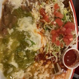 Combo plate with rice, beans and posole Combo plate with rice, beans and posole