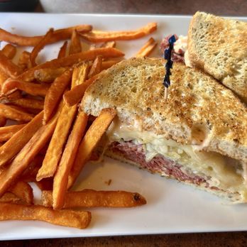 Rose's - House made Corned Beef Reuben.  Subbed in sweet potato fries.  Delicious! - Mediterranean Near Me - Grand Rapids, Michigan