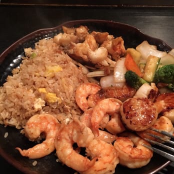 Mt. Fuji Japanese Restaurant - Final plate, Seafood Trio: shrimp, scallops & lobster with fried rice. Yummers! - Japanese Near Me - Oneonta, New York Mt. Fuji Japanese Restaurant - Final plate, Seafood Trio: shrimp, scallops & lobster with fried rice. Yummers! - Japanese Near Me - Oneonta, New York