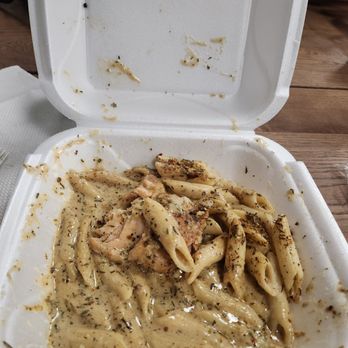 Seana's - What's left of my Jerk Alredo pasta with shrimp - Caribbean Near Me - Orlando, Florida