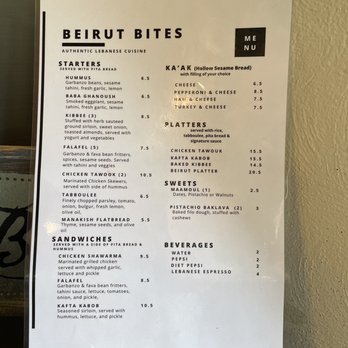 Beirut Bites - Menu - Lebanese Near Me - Mount Dora, Florida