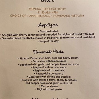 Pasta Eater - Lunch menu as of 12/2020 - Italian Near Me - New York, New York Pasta Eater - Lunch menu as of 12/2020 - Italian Near Me - New York, New York