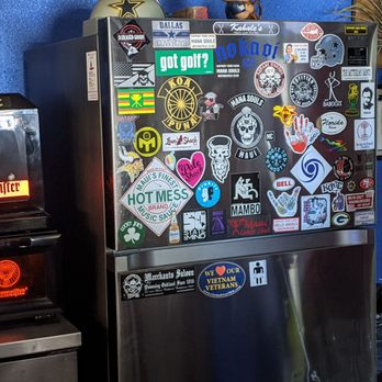 Kahale's - Merchants Sticker on the fridge.  Representing Oakland, dive bar buddies. - Dive Bars Near Me - Kihei, Hawaii